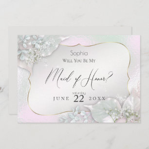 Will You Be My Maid of Honour Wispy Pink Shimmer Invitation