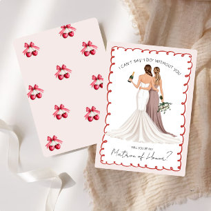 Will You Be My Matron of Honor? Girls in Gowns Invitation