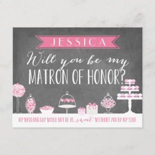 Will You Be My Matron of Honour Bridesmaid Invitation