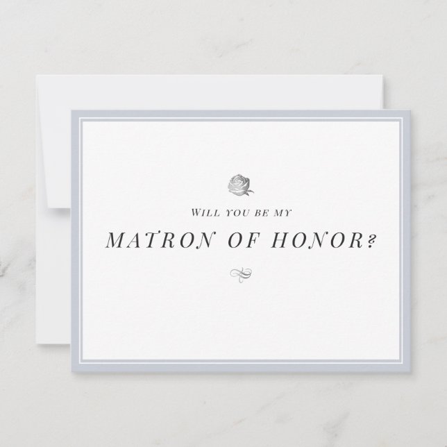 Will you be my matron of honour floral minimalist invitation (Front)