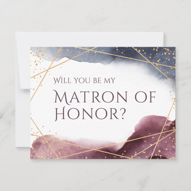Will you be my matron of honour geometric invitation (Front)