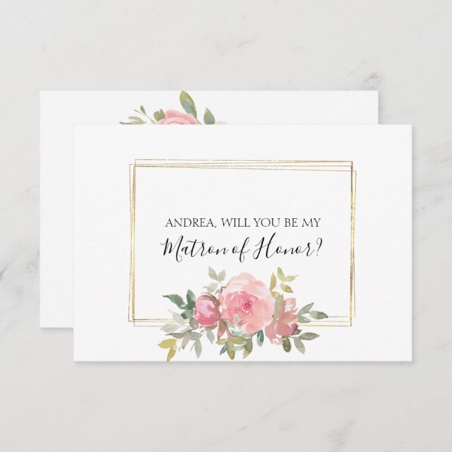 Will You Be My Matron of Honour Lush Blush Pink (Front/Back)