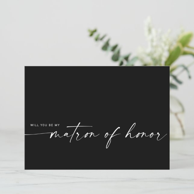Will You Be My Matron of Honour | Modern Black (Standing Front)