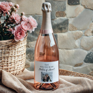 Will You Be My Matron of Honour Proposal Custom Sparkling Wine Label