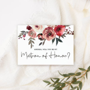 Will You Be My Matron of Honour Red Blush Roses