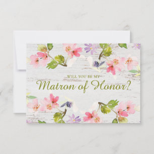Will You Be My Matron of Honour Rustic Pink Floral