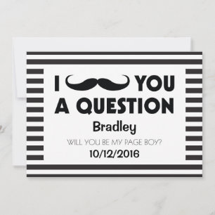 Will You Be My Page Boy Moustache Black Stripes Invitation