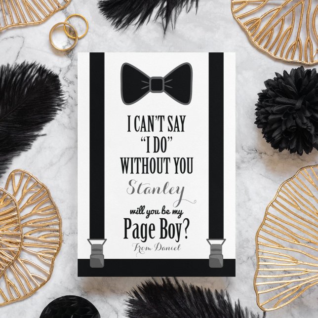Will You Be My Page Boy - Tuxedo Tie Braces Invitation (Creator Uploaded)