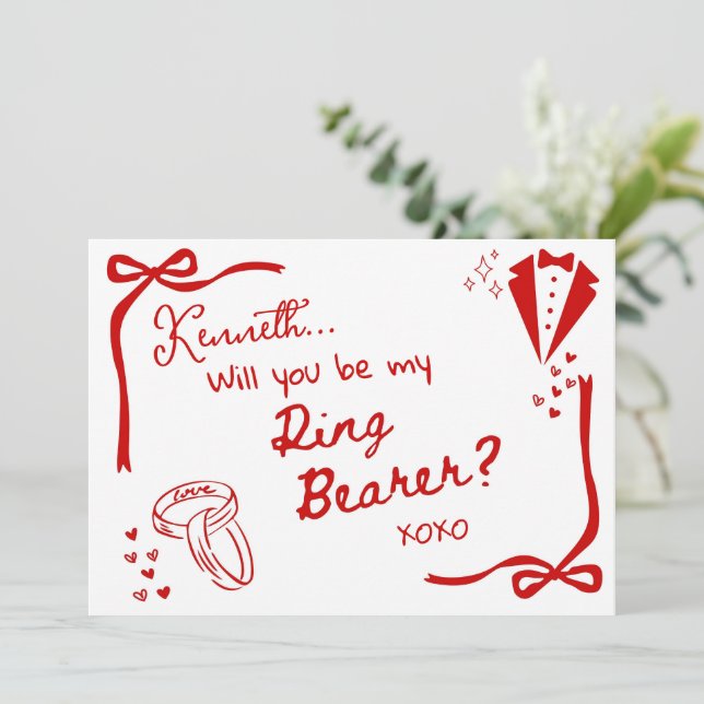 Will you be my Ring Bearer Card Invitation (Standing Front)