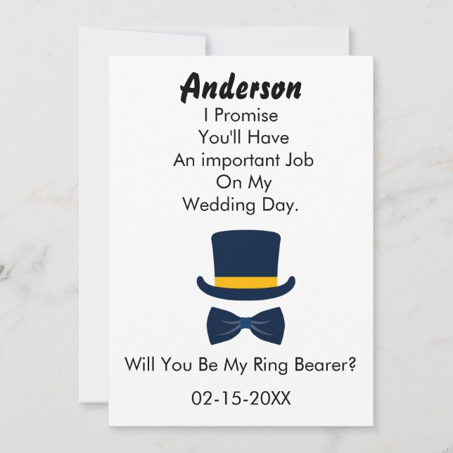 Will You Be My Ring Bearer classic StyleI Invitation (Front)