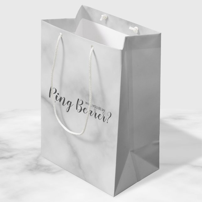 Will You Be My Ring Bearer? Elegant Marble Script Medium Gift Bag (Creator Uploaded)