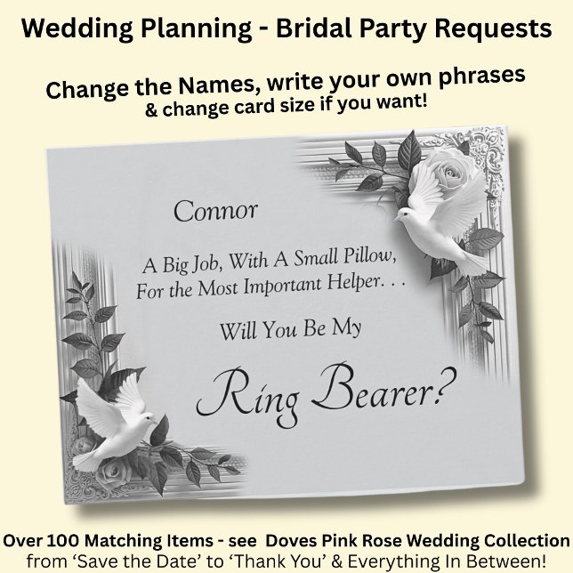 Will You Be My Ring Bearer? Grey Roses & Doves (Creator Uploaded)