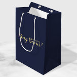 Will You Be My Ring Bearer? Modern Proposal Medium Gift Bag<br><div class="desc">"Will You Be Ring Bearer?" Modern Proposal Gift bag
featuring title "Will You Be My Ring Bearer?" in gold modern script font style on navy blue background.

Please Note: The foil details are simulated in the artwork. No actual foil will be used in the making of this product.</div>