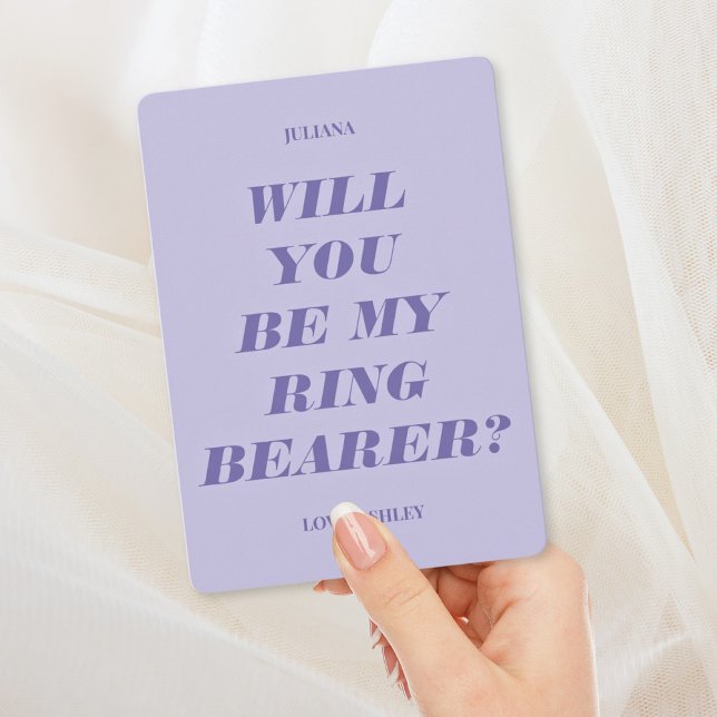 Will You Be My Ring Bearer? Modern Text Lavender Invitation (Creator Uploaded)