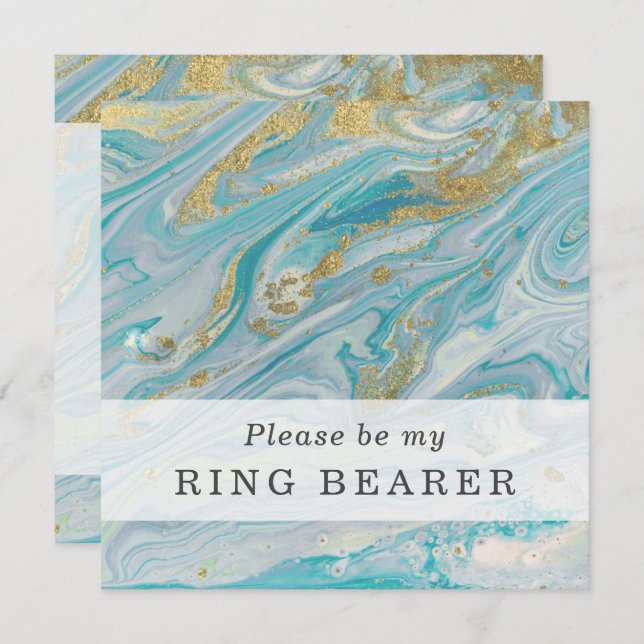 Will You Be My Ring Bearer Turquoise & Gold Card (Front/Back)