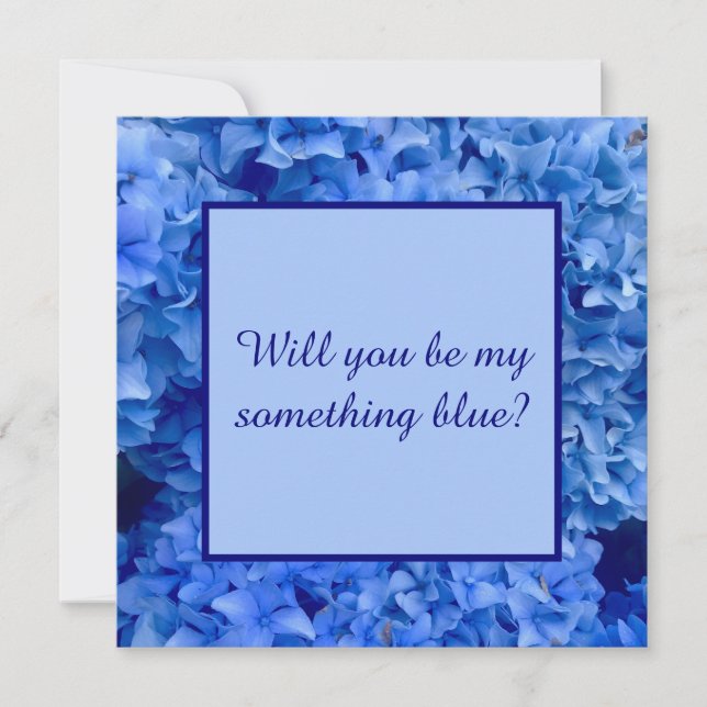 Will You Be My Something Blue, Hydrangea Border Card (Front)