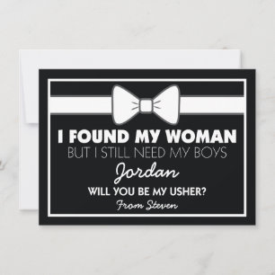 Will You Be My Usher Black/White Bow Tie Invitation