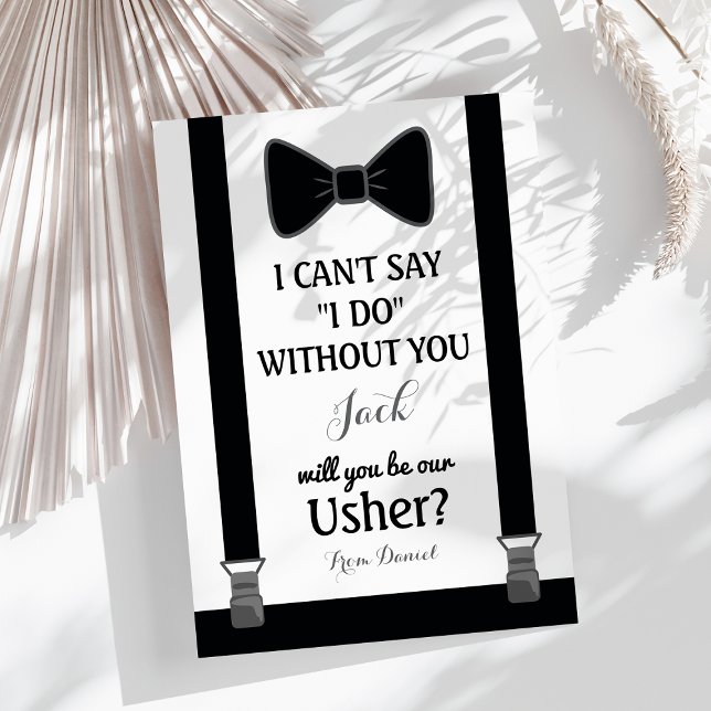 Will You Be My Usher - Tuxedo Tie Braces Invitation (Creator Uploaded)