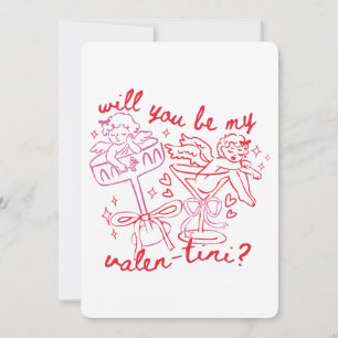Will You Be My Valen-Tini? Martini Valentine's Day Holiday Card