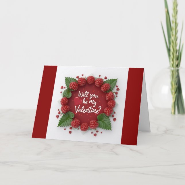 Will You Be my Valentine card raspberry love card  (Front)