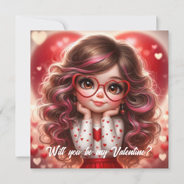 Will you be my Valentine cute sassy girl Holiday Card (Front)
