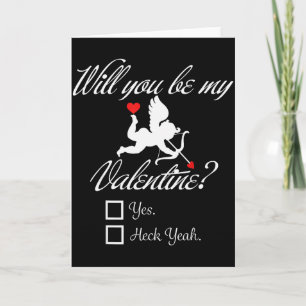 Will You Be My Valentine Funny Heart Cupid V-day  Card