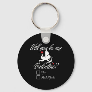 Will You Be My Valentine Funny Heart Cupid V-day  Key Ring