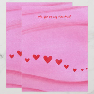 Will you be my Valentine, heart themed stationery Custom Letterhead