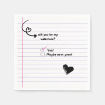 Will You Be My Valentine Note Napkins