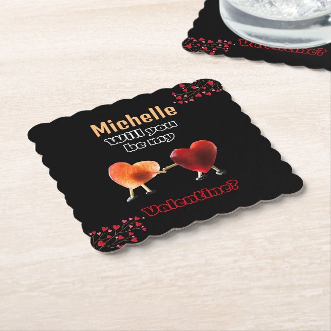 Will you be my Valentine? Paper Coaster (Angled)