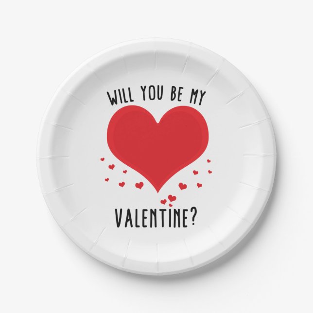 Will you be my valentine paper plate (Front)