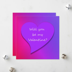 Will You Be My Valentine? Pink, Red Purple Heart Holiday Card