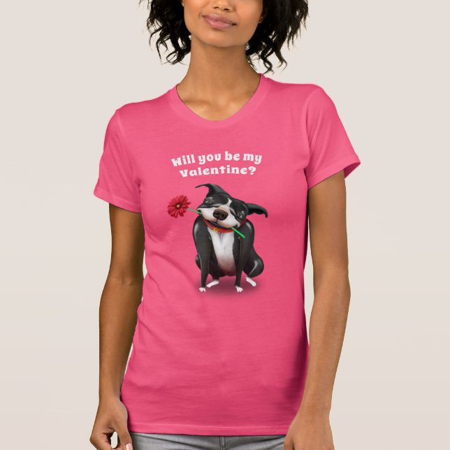 Will You Be My Valentine Pit Bull Womens T-shirts (Front)