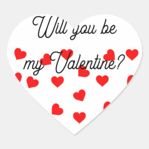 Will you be my Valentine? Playful Red Hearts Heart Sticker