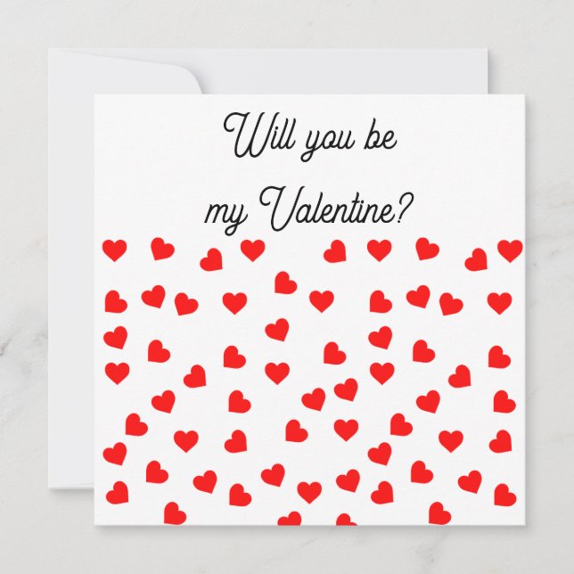 Will you be my Valentine? Playful Red Hearts  Holiday Card (Front)