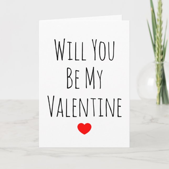 Will You Be My Valentine Red Heart Girlfriend Holiday Card (Front)