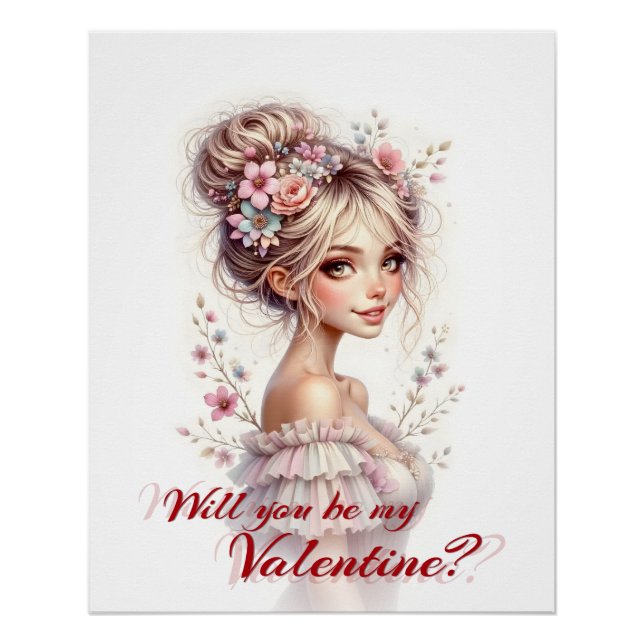 Will You Be My Valentine – Romantic Art Print (Front)