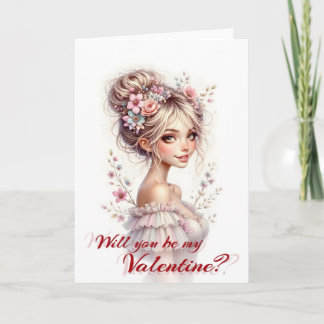 Will You Be My Valentine – Romantic Art Print Card