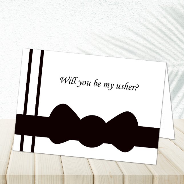 Will you be my wedding usher black bow tie card (Creator Uploaded)