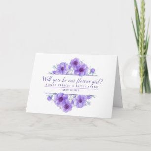 Will you be our flower girl anemone purple card