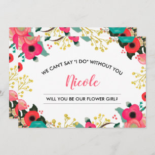 Will you be our Flower Girl? Modern Floral Invitation