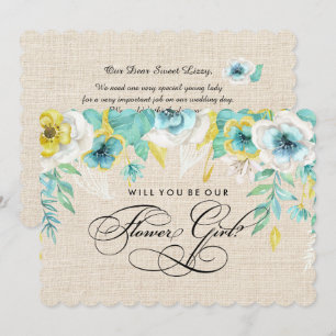 Will you be our Flower Girl? Watercolor Floral  Invitation