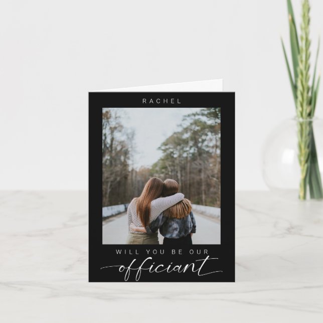 Will you be our Officiant Minimal Photo Modern Invitation (Front)