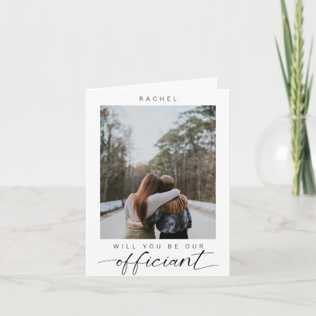 Will you be our Officiant Minimal Photo Modern Invitation (Front)