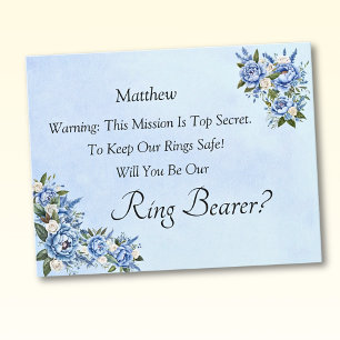 Will You Be Our Ring Bearer? Blue Peony Card