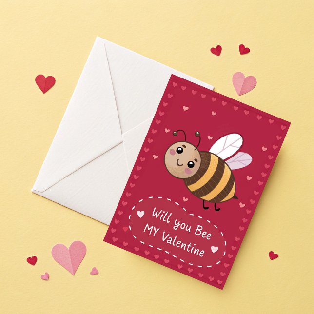 Will you 'Bee' my Valentine Cute Valentines Day Holiday Card (Creator Uploaded)