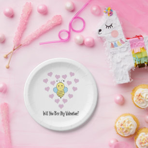 Will You Bee My Valentine Paper Plate