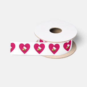 Will You Bee My Valentine Red Heart Satin Ribbon