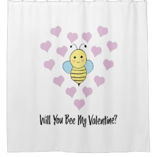 Will You Bee My Valentine Shower Curtain