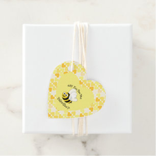 Will You Bee My Valentine Yellow heart background Favour Tags